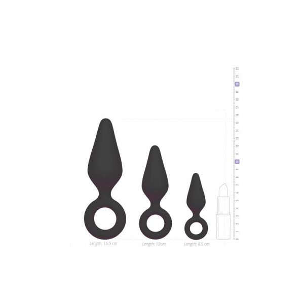 comprar Set 3 Plug Anales con Aro Negro en sex shop www.tiendaeroticaweb.es
