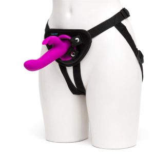 Set Arnés y Vibrador USB Purpura diseñado por la marca HAPPY RABBIT