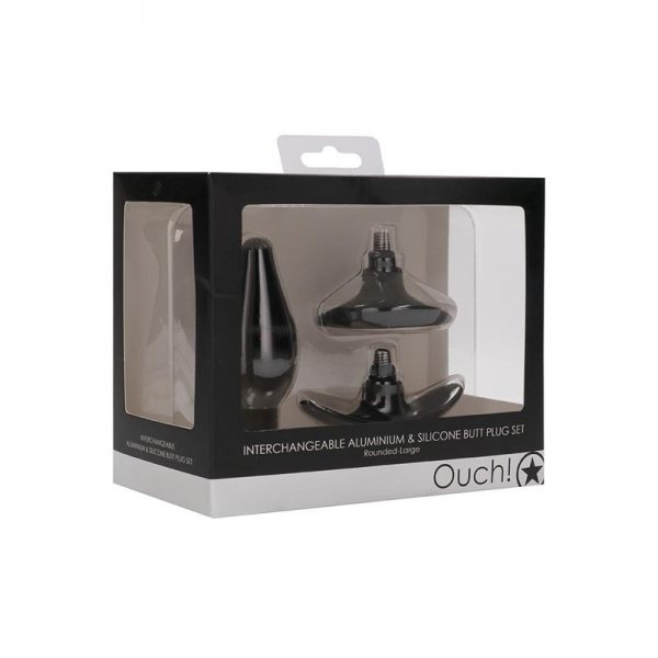 Set Plug Anal y Ventosa Redondeada Grande Negro fabricante OUCH!