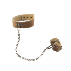 Shots Ouch! Brown Collar con Esposas Marrón barato