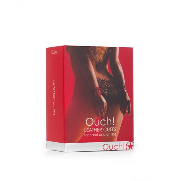 Shots Ouch! Esposas de Cuero Rojo de calidad