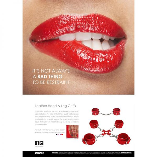 Shots Ouch! Esposas de Cuero Rojo fabricante OUCH!