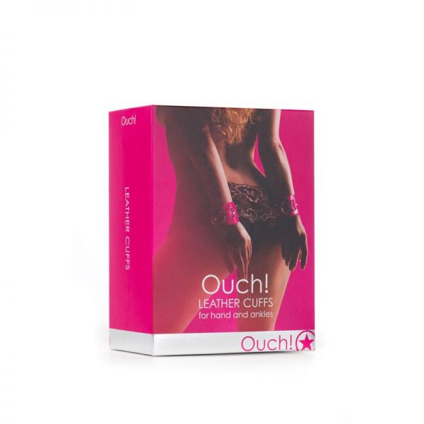 Shots Ouch! Esposas de Cuero Rosa de calidad