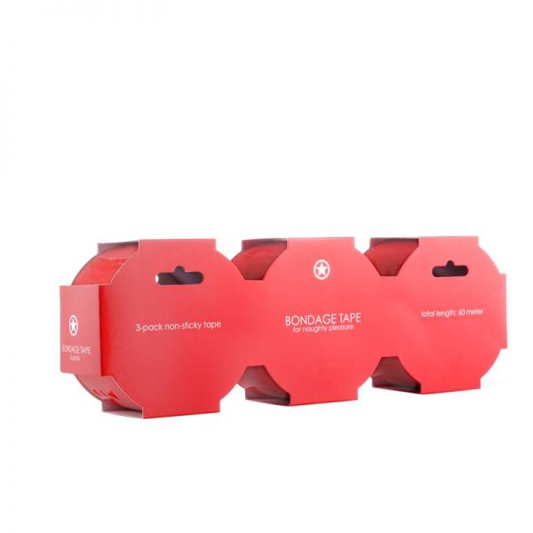 Shots Ouch! Pack de 3 Cinta de Bondage Color Rojo de calidad