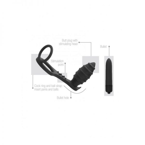Anillo para el Pene y los Testículos No. 55 Negro barato