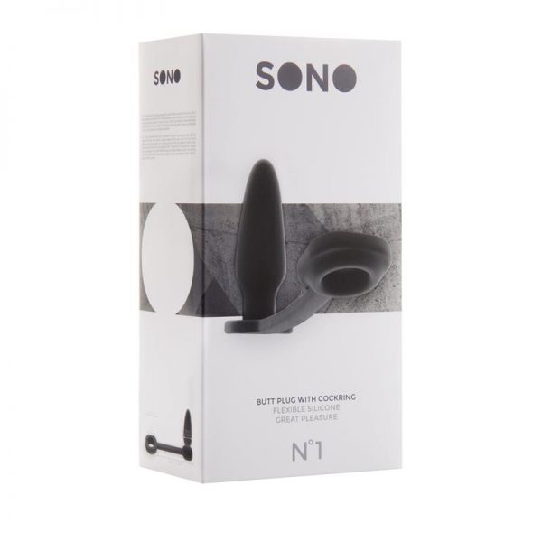 Shots Sono Plug Anal con Anillo para Pene No.1 Negro de calidad