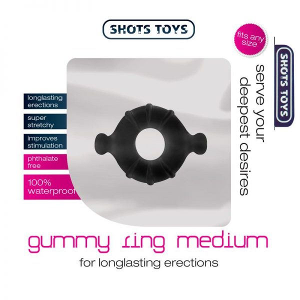 Shots Toys Gummy Anillo para el Pene Color Negro Mediano de calidad