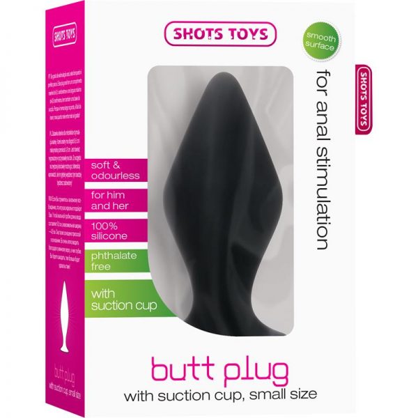 Shots Toys Plug con Copa de Succión Color Negro Pequeño de calidad
