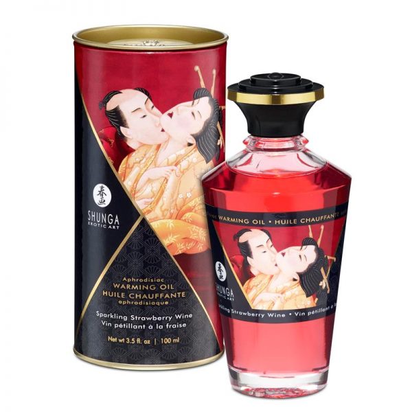 Shunga Aceite de Masaje Efecto Calor Aroma Vino Espumoso de Fresa barato
