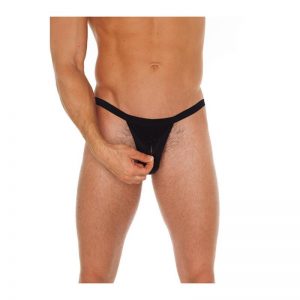 Tanga con Cremallera Negro Talla Única de la marca AMORABLE