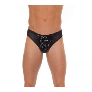Tanga de PVC Negro Talla Única de la marca AMORABLE