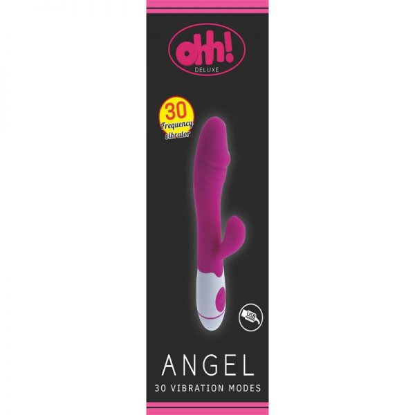 Vibrador Angel Silicona Rosa 20.2 x 3.6 cm diseñado por la marca OHH TOYS DELUXE