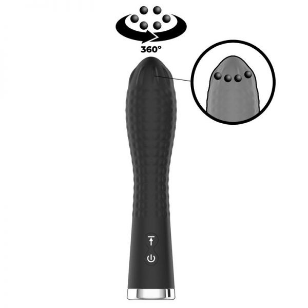 Vibrador con Bolas Internas Remington Silicona 19.2 x 4.2 cm Negro diseñado por la marca OHH TOYS DELUXE