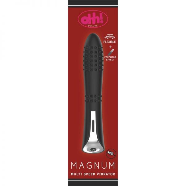 Vibrador con Efecto Percutor Magnum Silicona 22 x 4.6 cm Negro diseñado por la marca OHH TOYS DELUXE