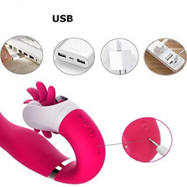 Vibrador con Funcion Sexo Oral Silicona Rosa 21 x 3.5 cm fabricado por OHH TOYS DELUXE