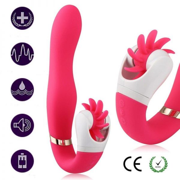 Vibrador con Funcion Sexo Oral Silicona Rosa 21 x 3.5 cm diseñado por la marca OHH TOYS DELUXE