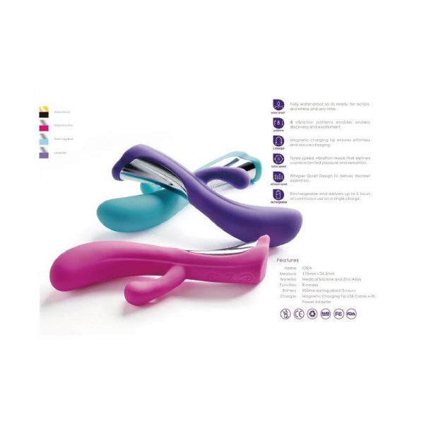 Vibrador Conejito Iora con Doble Acción Color Turquesa marca DORR