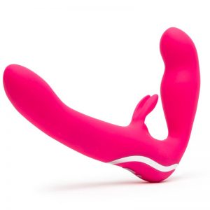 Vibrador Doble sin Arnés On Rabbit USB Rosa diseñado por la marca HAPPY RABBIT
