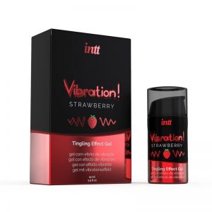 Vibrador Liquido Efecto Calor Aroma Fresa 15 ml diseñado por la marca INTT