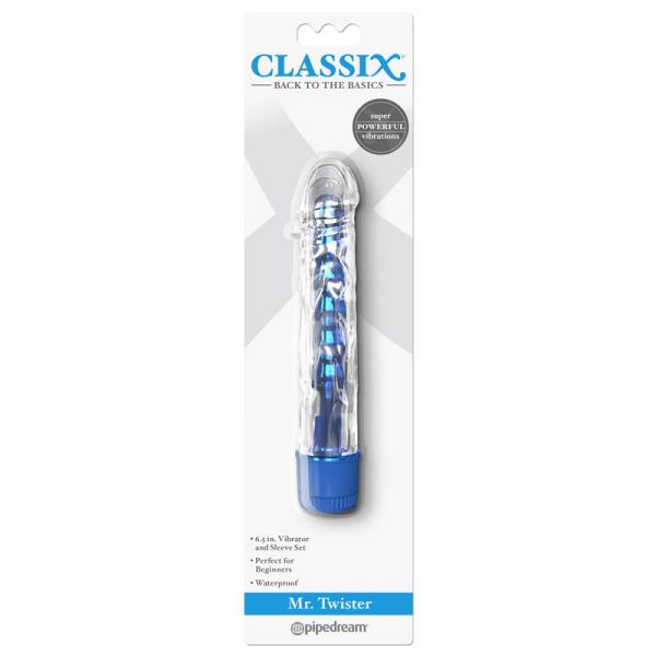 comprar Vibrador Mr. Twister Azul Metálico 17 cm barato y de calidad