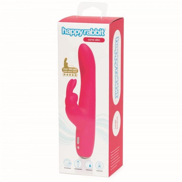 Vibrador Slimline Curve USB Rosa marca HAPPY RABBIT