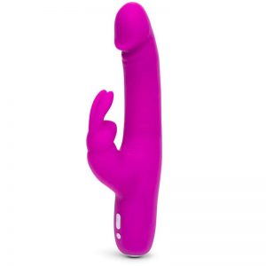 Vibrador Slimline Realistic USB Purpura diseñado por la marca HAPPY RABBIT