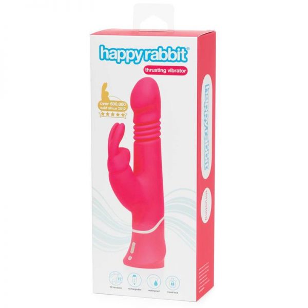 Vibrador Thrusting Realistic USB Rosa marca HAPPY RABBIT