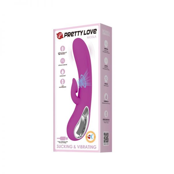 Vibrador y Succionador Nicola 12 Funciones USB Impermable fabricante PRETTYLOVE